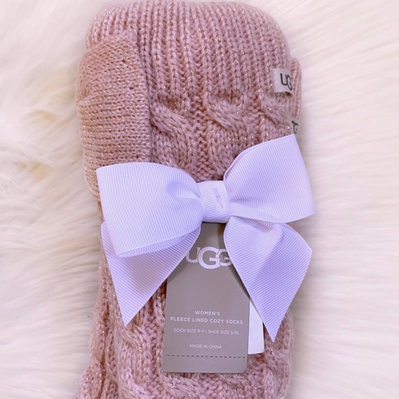 UGG Glittering Fleece Lined Cozy Socks With Bows - Picture 4 of 6
